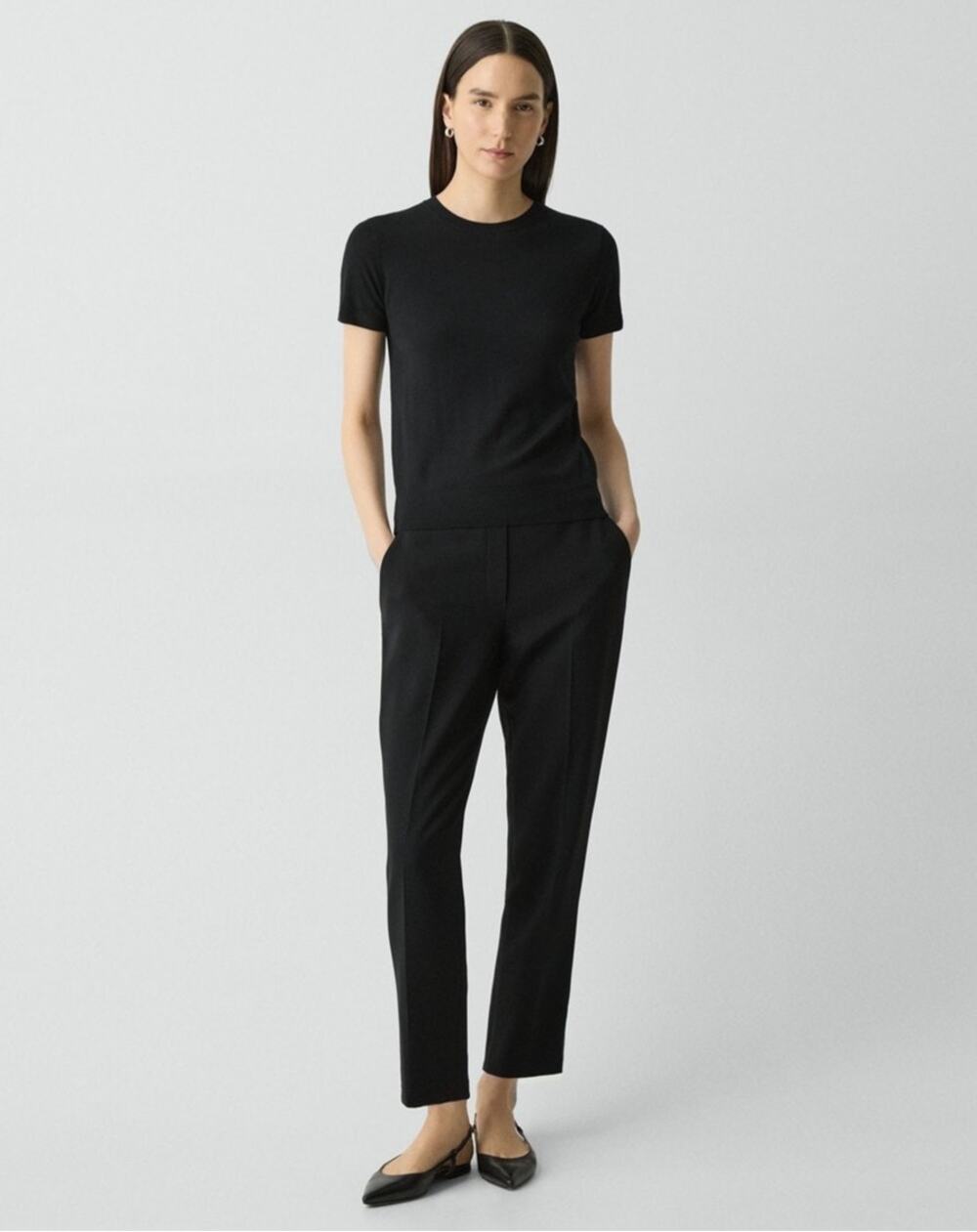 NWOT Theory Belisa 3 Sevona Black Virgin Wool Trousers Size 6